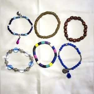 Stretchy Bead Bracelet Bundle. 6 Bracelets.